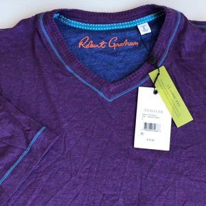 ROBERT GRAHAM (L) Classic Fit V-Neck Traveler Tee